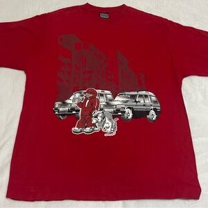 VTG 90s School Of Hard Knocks Red T Shirt Bull Dog Underdawg Hip Hop Sz XL